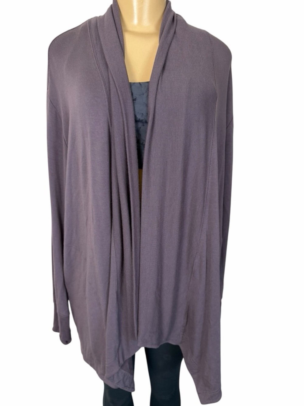 ATHLETA Open Cardigan Plum Purple Soft Modal large